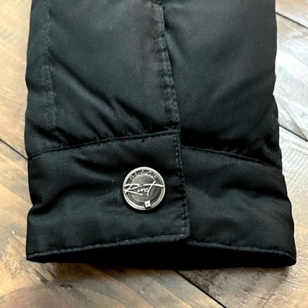 Black Rivet Black Down Zip Jacket - Picture 3 of 6